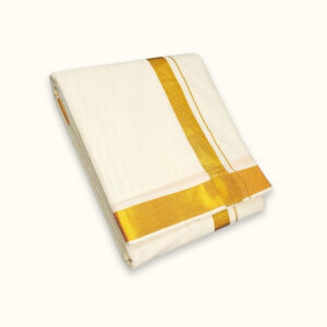 Cream Gold Pooja Dhoti Uparna
